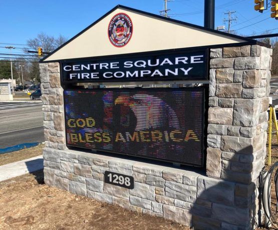 LED Message Board for Centre Square Fire Company Saying God Bless America in Mount Pocono, PA